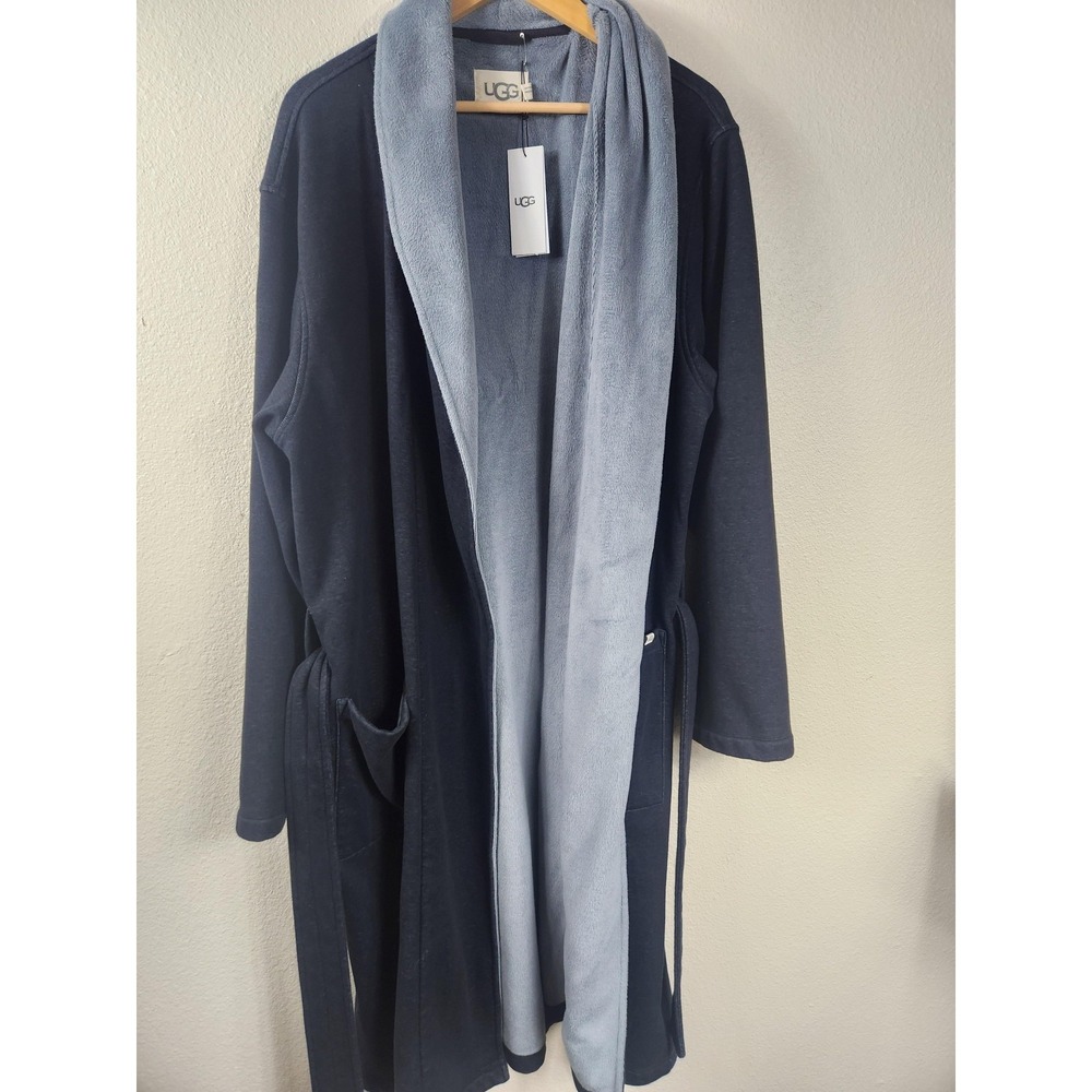 UGG Robe Mens XL Gray Fleece Shawl Collar Belted Lounge Sleepwear Cozy